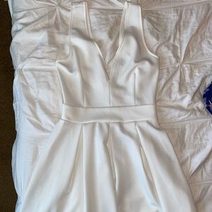 White pleated mini dress
